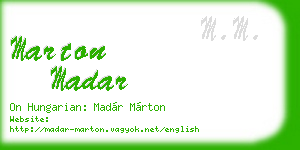 marton madar business card