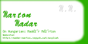 marton madar business card